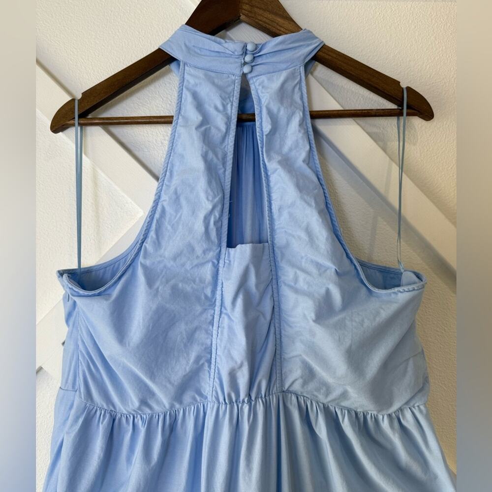 Maeve By Anthropologie Tiered Halter Midi Dress Light Blue Size 14 - Picture 6 of 11